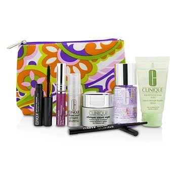 Travel Set: Make Up Remover+Liquid Facial Soap+Cream+Eye Treatment+Skinny Stick+Mascara+Lip Gloss+Bag