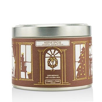 Tin Can 100% Beeswax Candle with Wooden Wick - Festive Spices (Cinnamon, Orange & Clove)