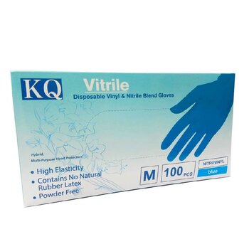 KQ - Vitrile Disposable Vinyl & Nitrile Blend Gloves -blue (M)