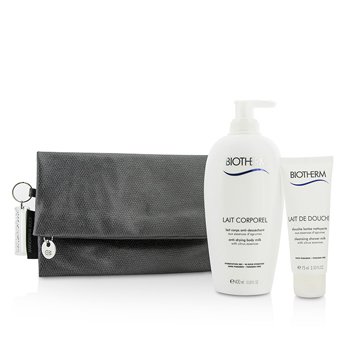 Body Care X Mandarina Duck Coffret: Anti-Drying Body Milk 400ml + Cleansing Shower Milk 75ml + Clutch Bag